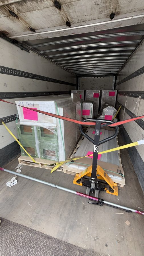 Freight secured inside a trailer, tagged and ready for delivery