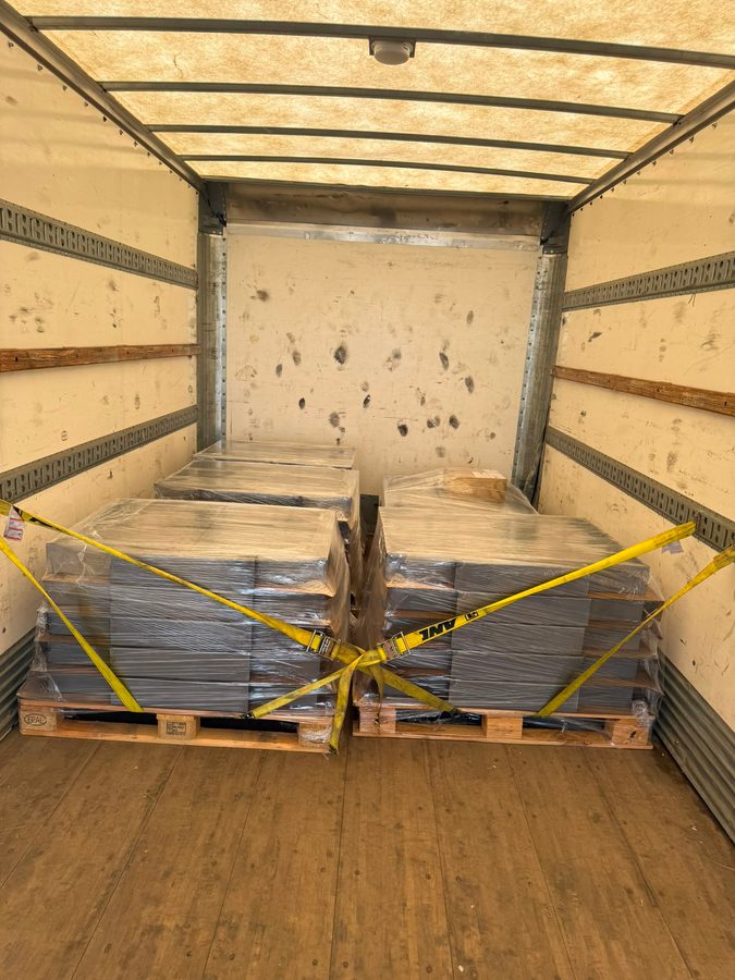 Palletized freight secured inside a trailer