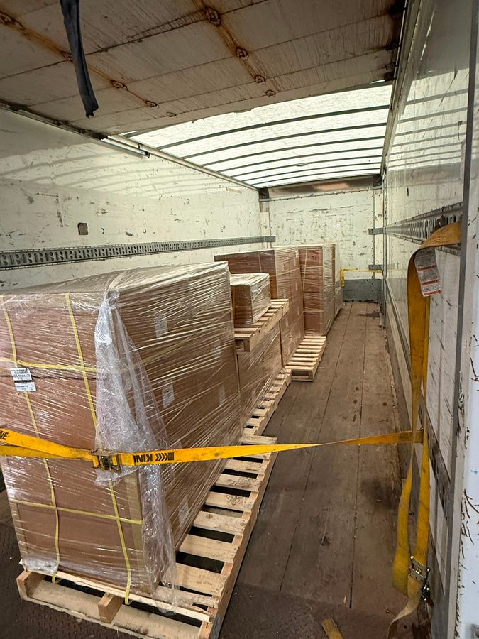 Freight secured inside a trailer for transport